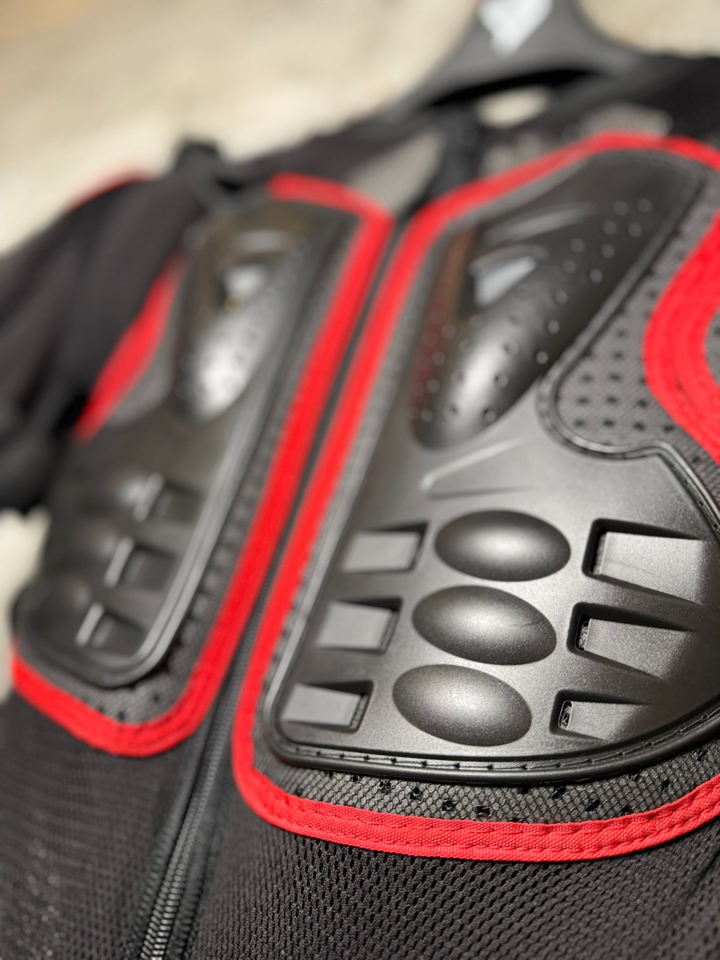 Herobiker Motocross Full Body Armor Jacket Black and Red (Size: Large)