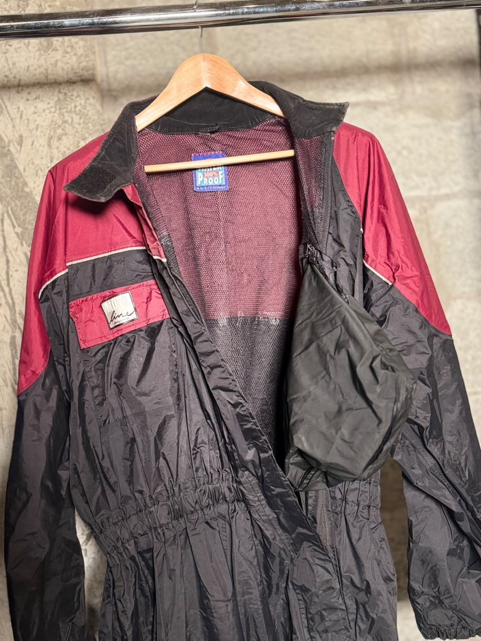 Motoline Waterproof Oversuit Black/Maroon (Size: XLarge)
