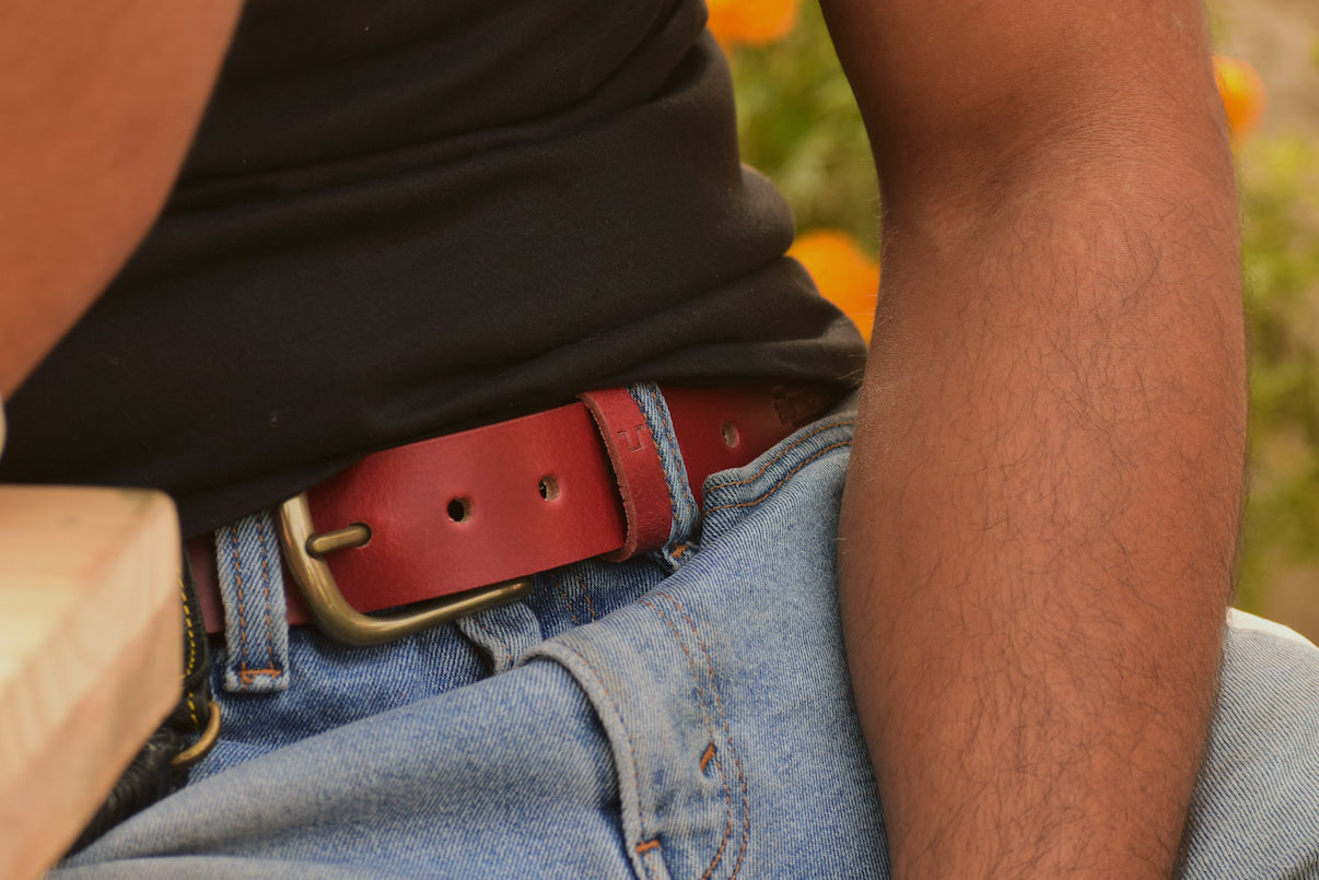 classic belt cherry red
