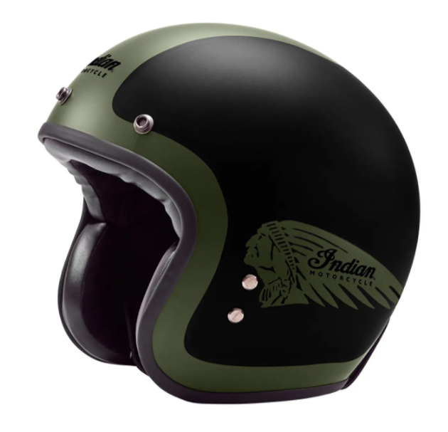 Indian Motorcycle Open Face Helmet Matte Black/Green