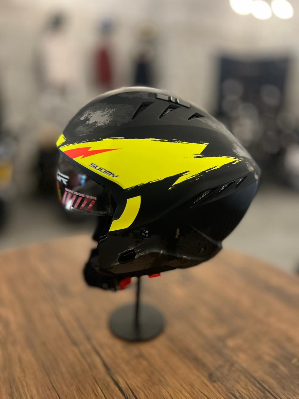 Suomy Armor Hi Volt Jet Helmet Black/Yellow (Size: Large 59-60)