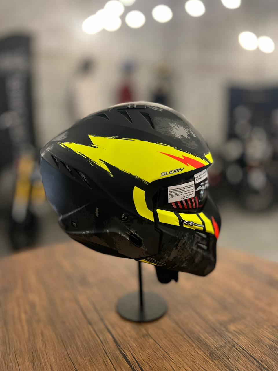 Suomy Armor Hi Volt Jet Helmet Black/Yellow (Size: Large 59-60)
