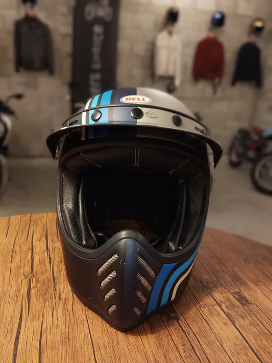Bell Moto 3 Stripes Silver/Black/Blue - ECE (Size: XLarge 61-62)