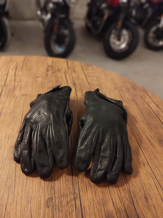 Exustar Perforated Leather Motorcycle Gloves Black (Size: Medium)
