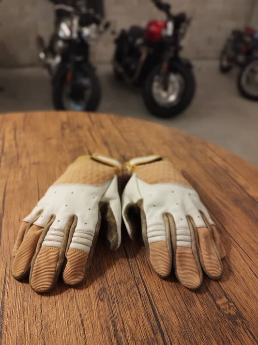 Biltwell Bantam Gloves Brown/White (Size: Large)