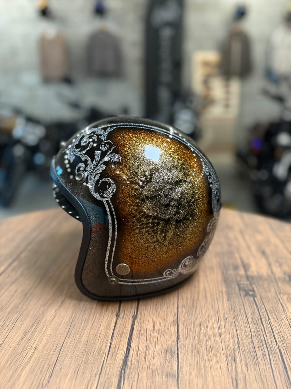 Custom Hand-Painted Open Face Helmet (Size: Medium)