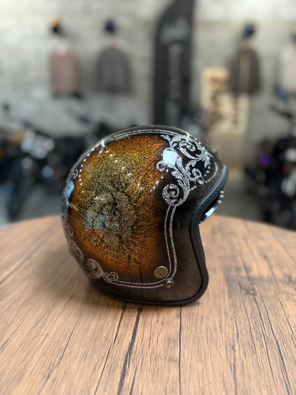 Custom Hand-Painted Open Face Helmet (Size: Medium)