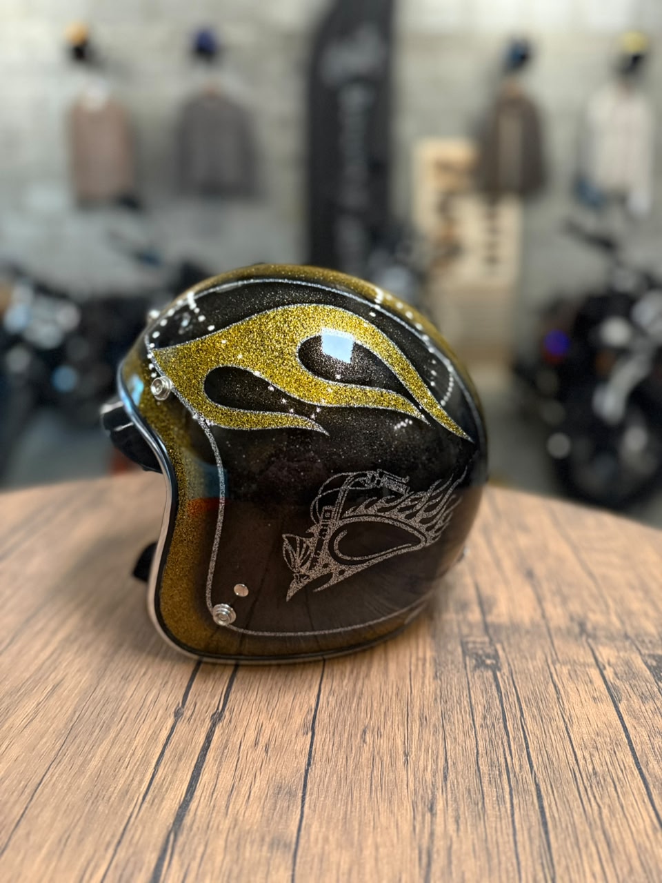 Custom Hand-Painted Open Face Helmet (Size: Medium)