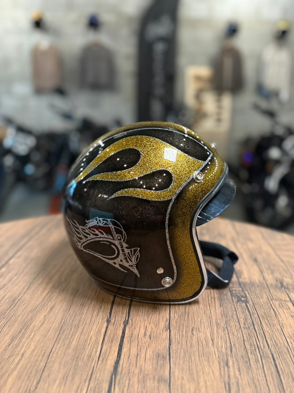 Custom Hand-Painted Open Face Helmet (Size: Medium)