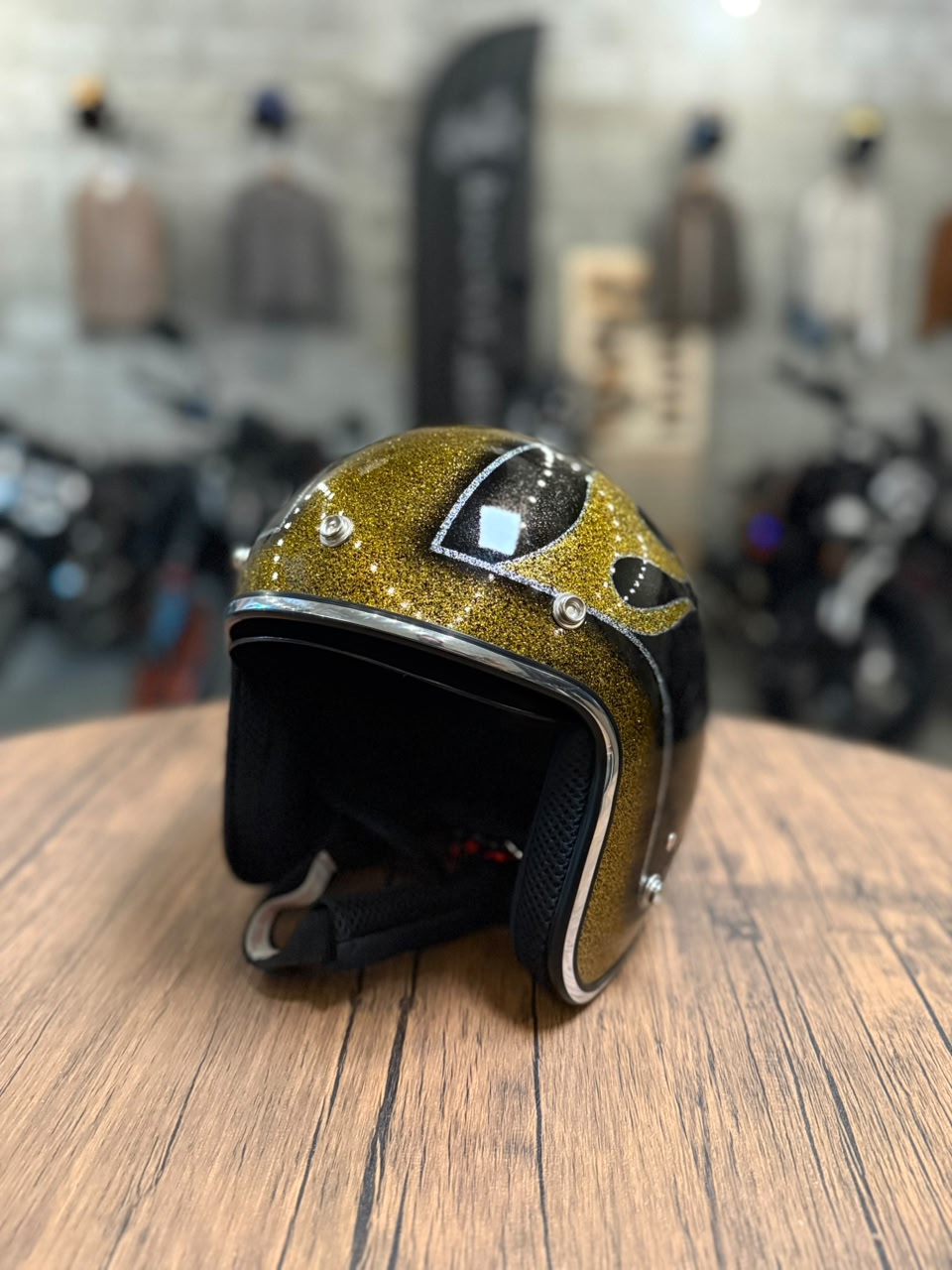 Custom Hand-Painted Open Face Helmet (Size: Medium)