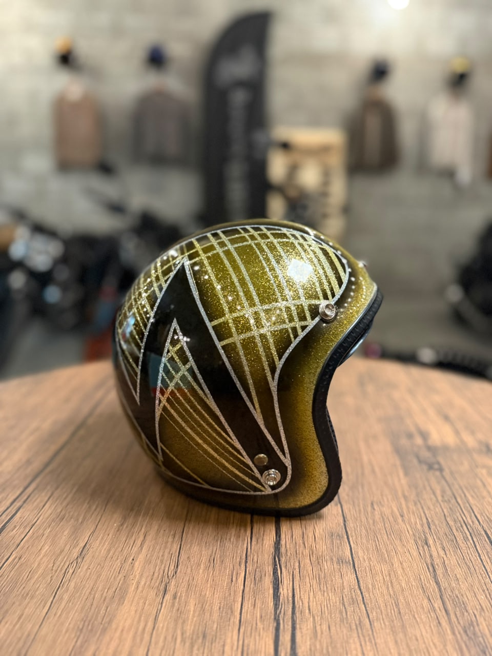 Custom Hand-Painted Open Face Helmet (Size: Medium)