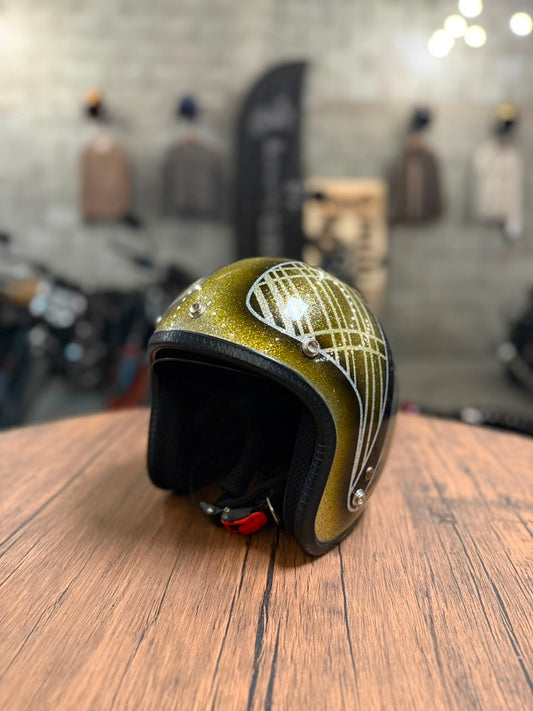 Custom Hand-Painted Open Face Helmet (Size: Medium)