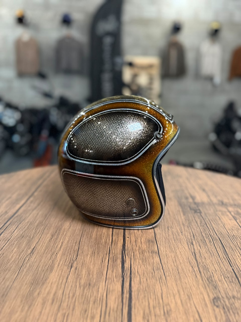 Custom Hand-Painted Open Face Helmet (Size: Medium)