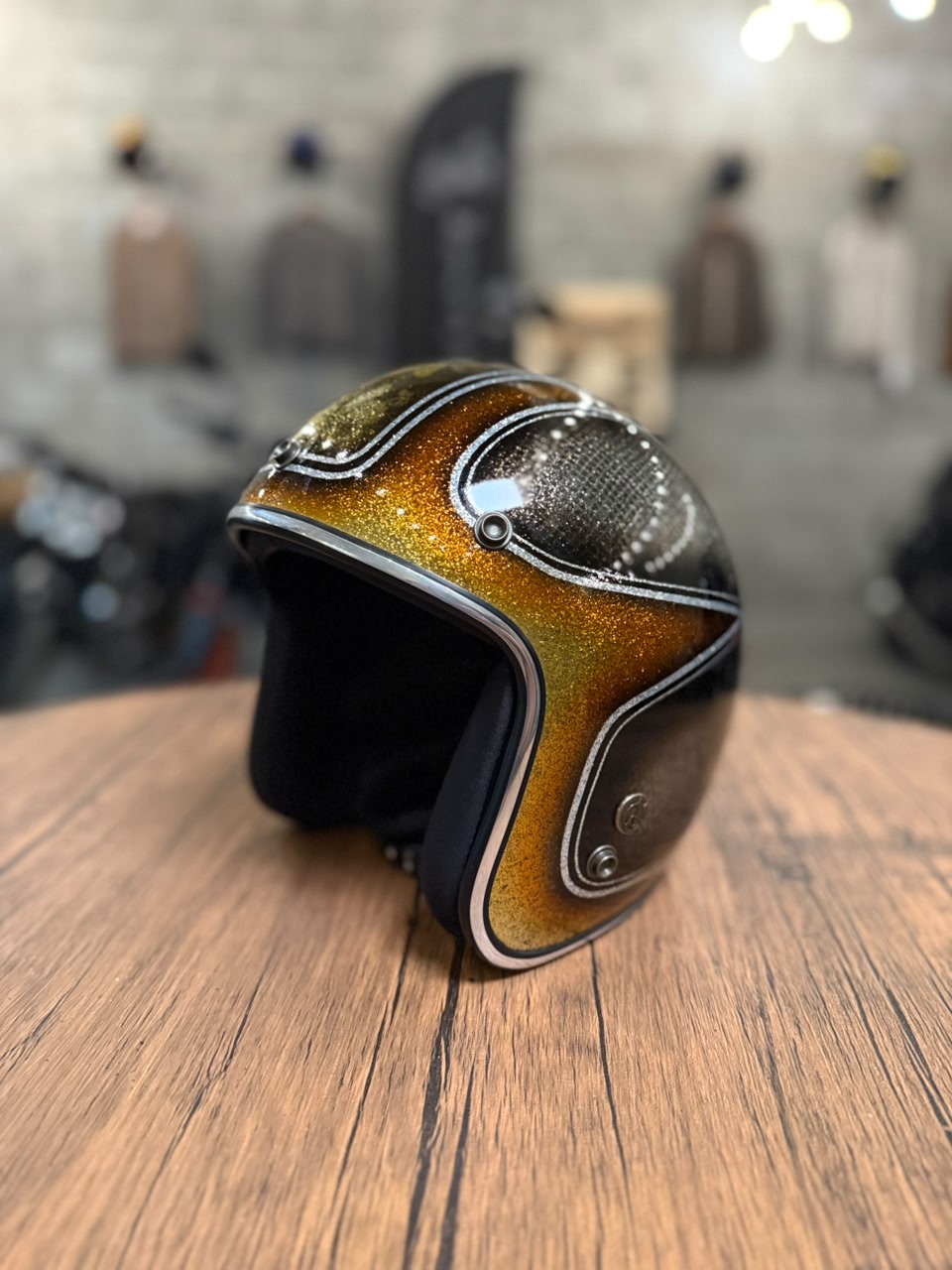 Custom Hand-Painted Open Face Helmet (Size: Medium)