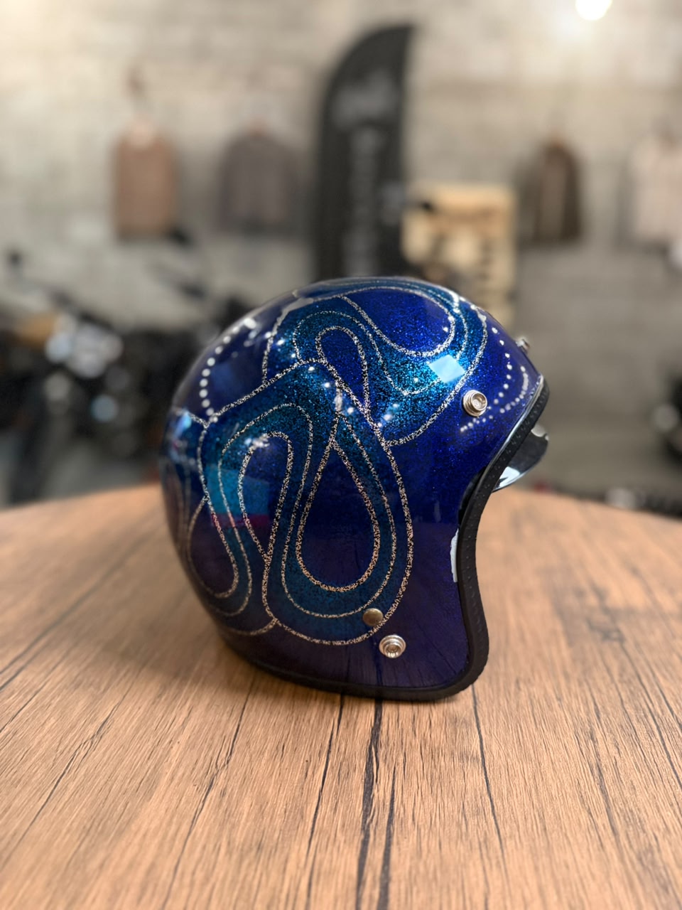 Custom Hand-Painted Open Face Helmet (Size: Medium)