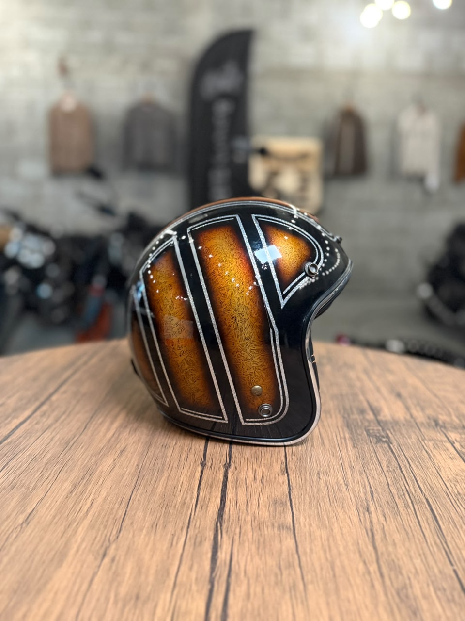 Custom Hand-Painted Open Face Helmet (Size: Medium)