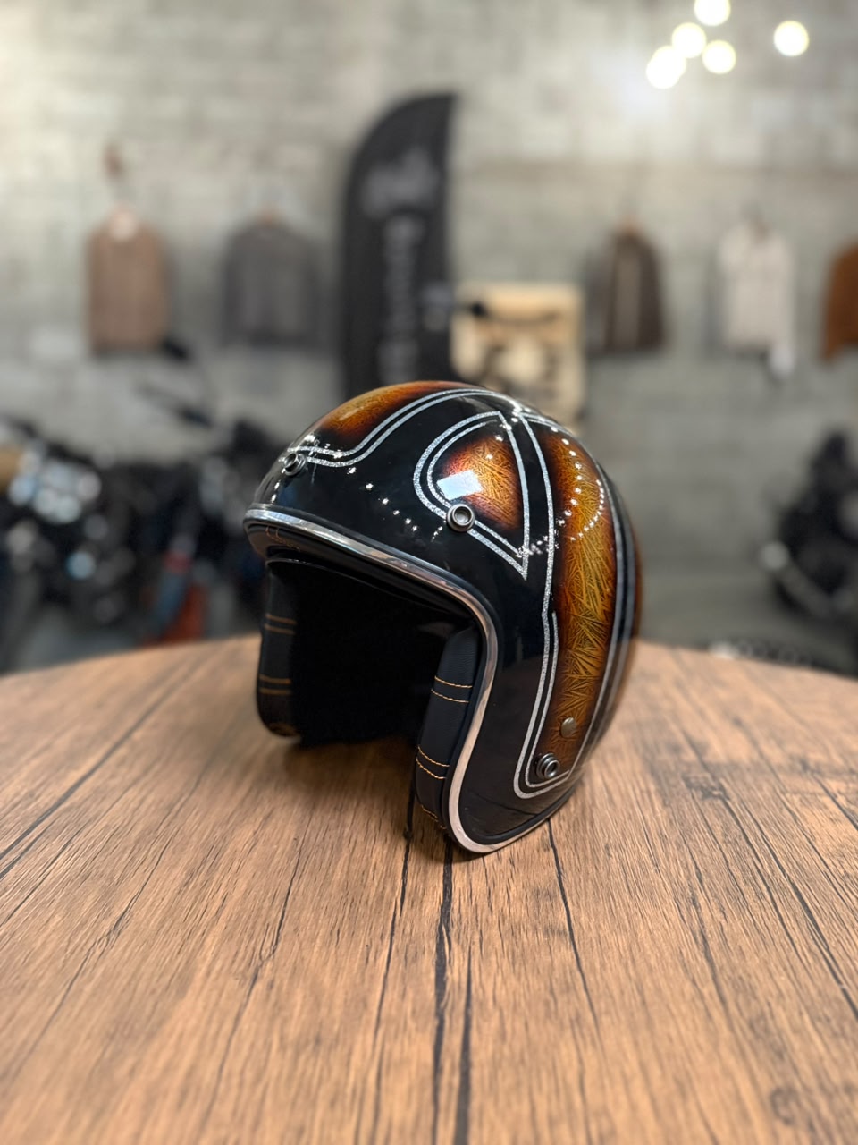 Custom Hand-Painted Open Face Helmet (Size: Medium)