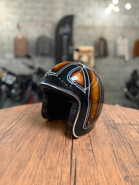 Custom Hand-Painted Open Face Helmet (Size: Medium)