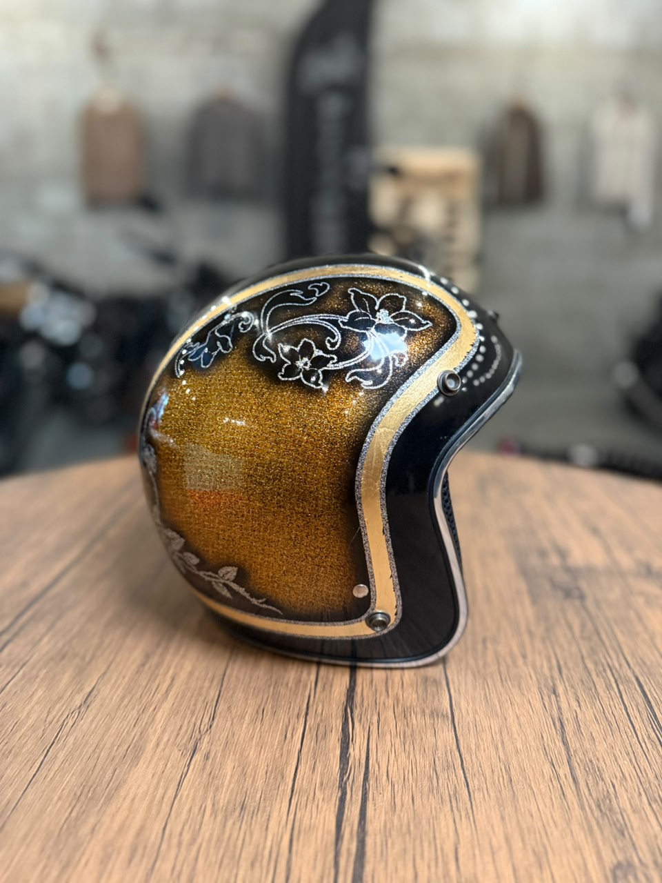 Custom Hand-Painted Open Face Helmet (Size: Medium)