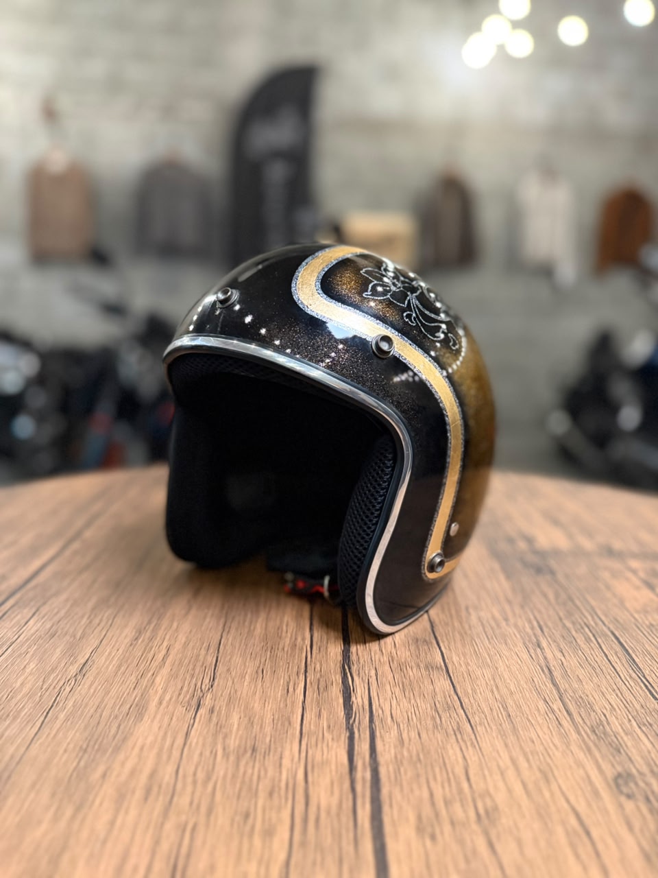 Custom Hand-Painted Open Face Helmet (Size: Medium)