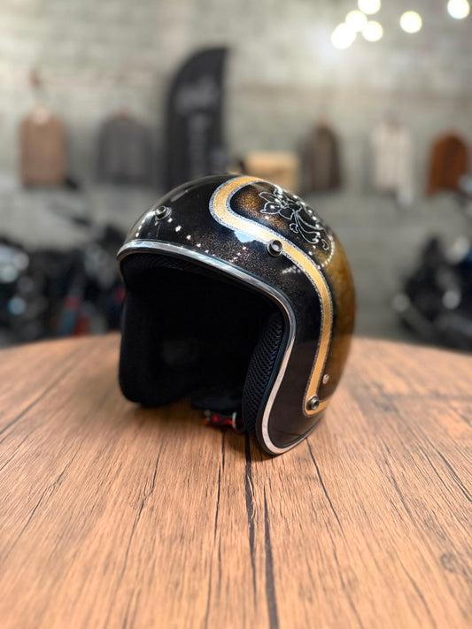 Custom Hand-Painted Open Face Helmet (Size: Medium)