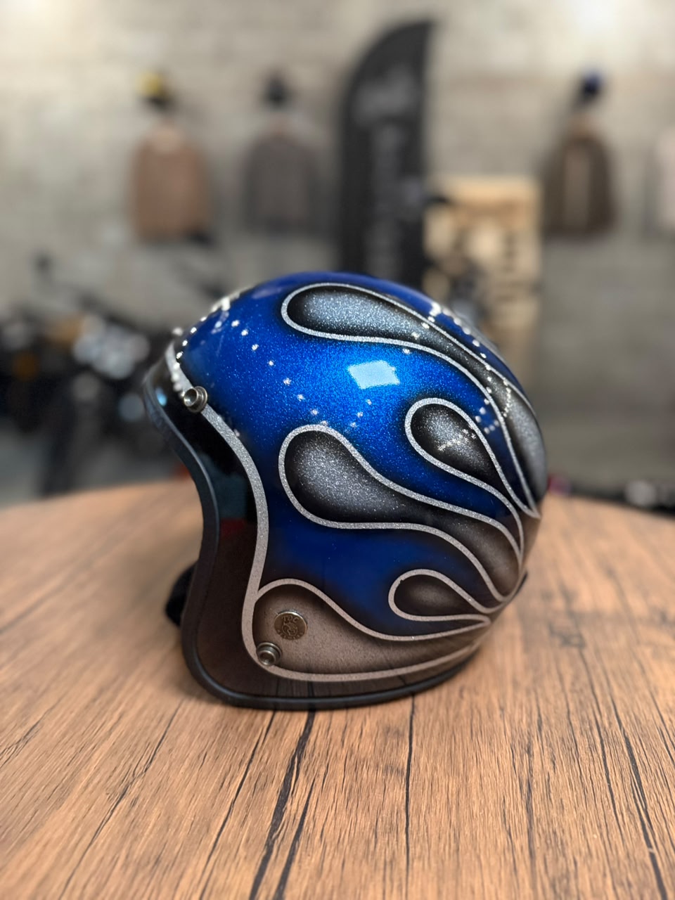 Custom Hand-Painted Open Face Helmet (Size: Medium)