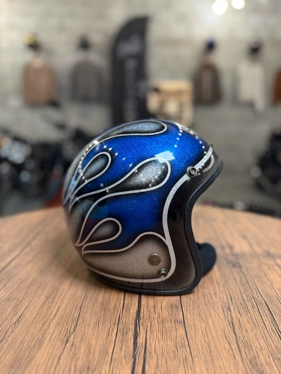 Custom Hand-Painted Open Face Helmet (Size: Medium)