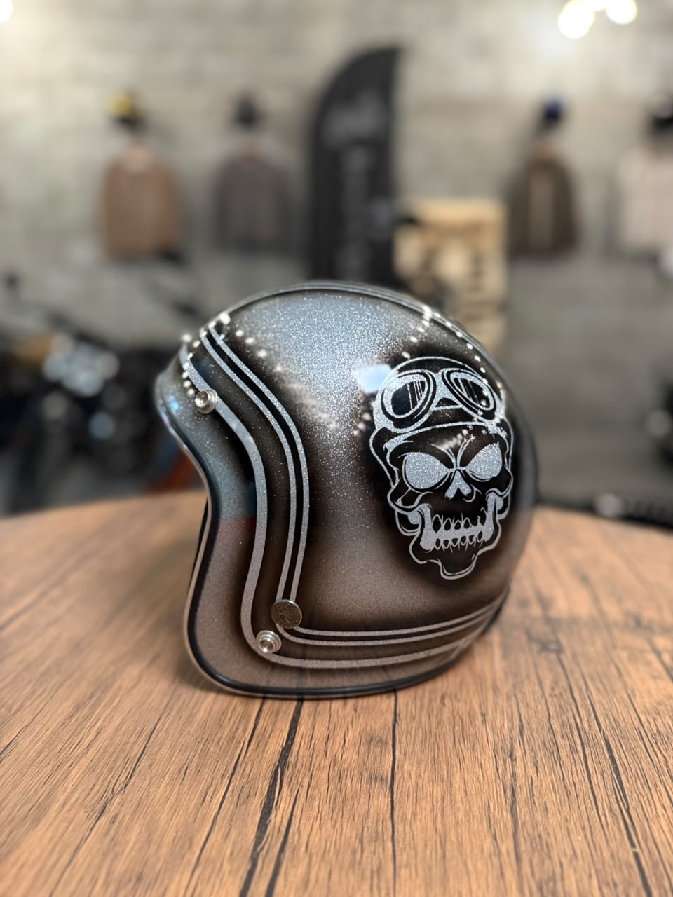 Custom Hand-Painted Open Face Helmet (Size: Medium)