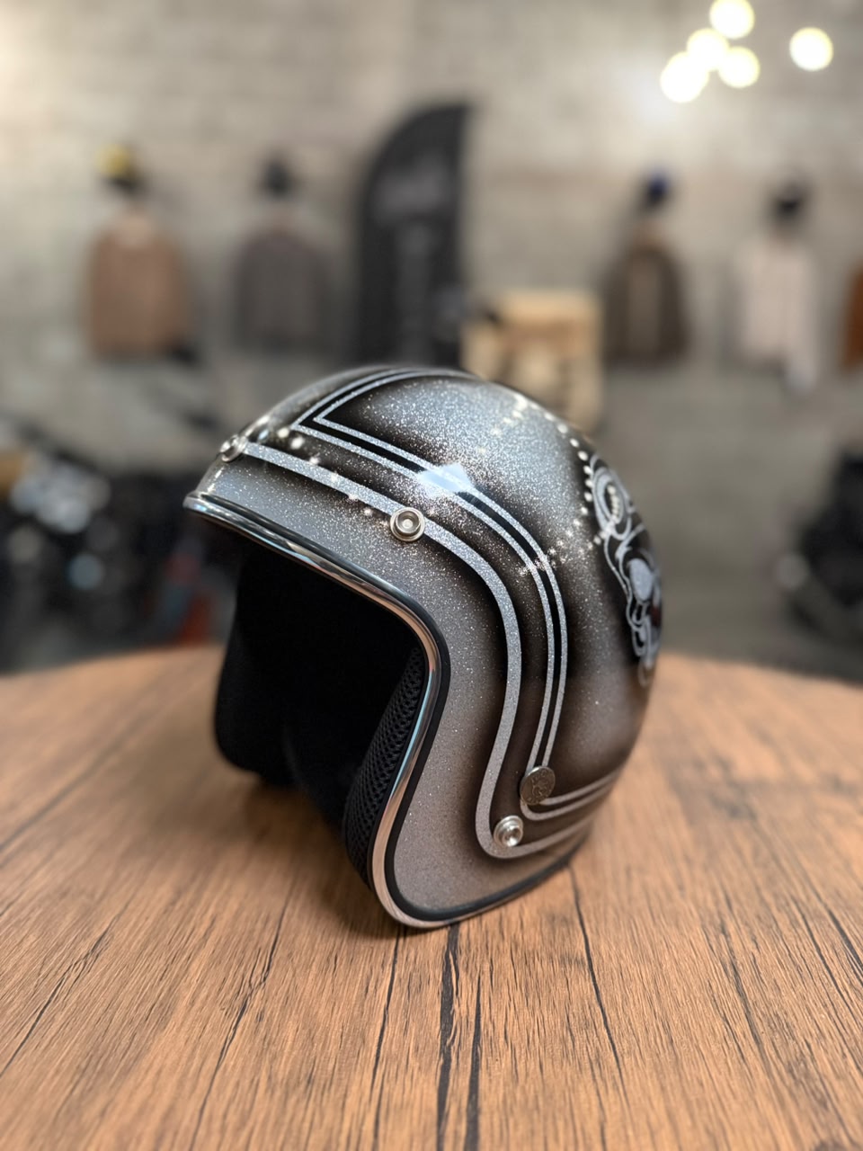 Custom Hand-Painted Open Face Helmet (Size: Medium)