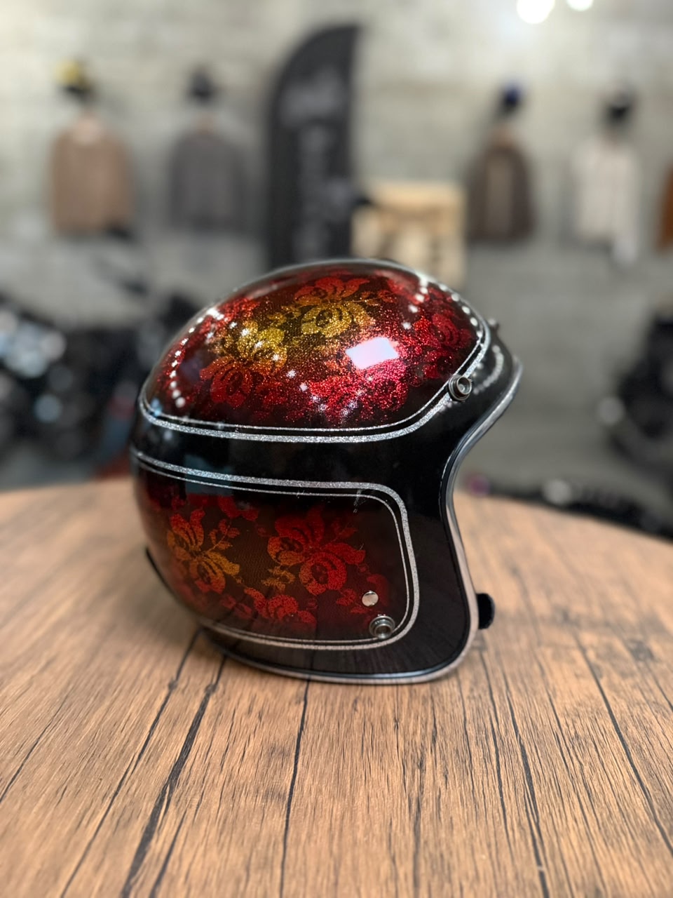 Custom Hand-Painted Open Face Helmet (Size: Medium)
