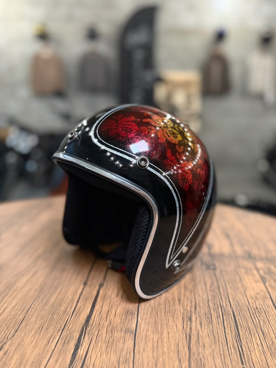 Custom Hand-Painted Open Face Helmet (Size: Medium)