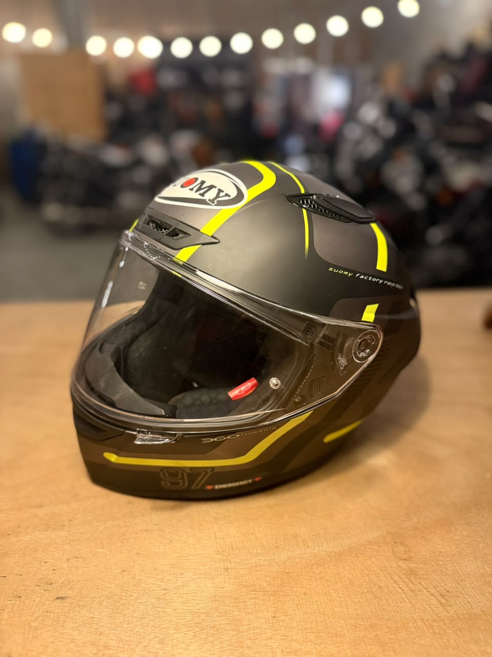 Suomy Track-1 Ninety Seven Full Face Helmet Matt Black/Neon-Yellow (Size: Large)