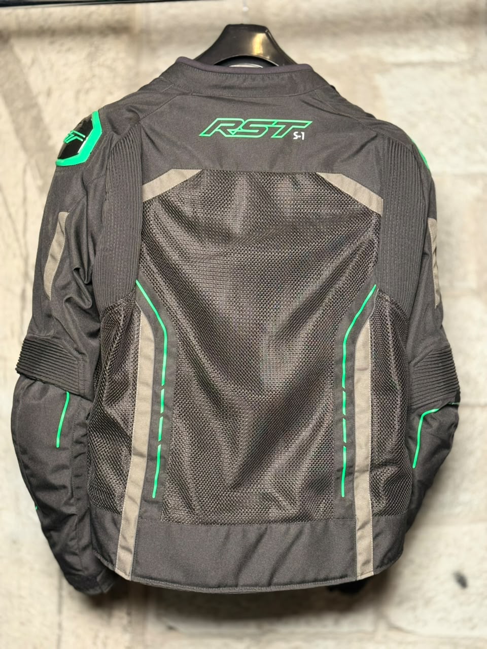 RST S1 Textile Jacket Black/Grey/Neon Green (Size: Large)