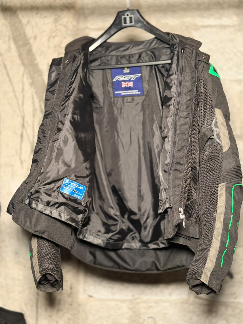 RST S1 Textile Jacket Black/Grey/Neon Green (Size: Large)