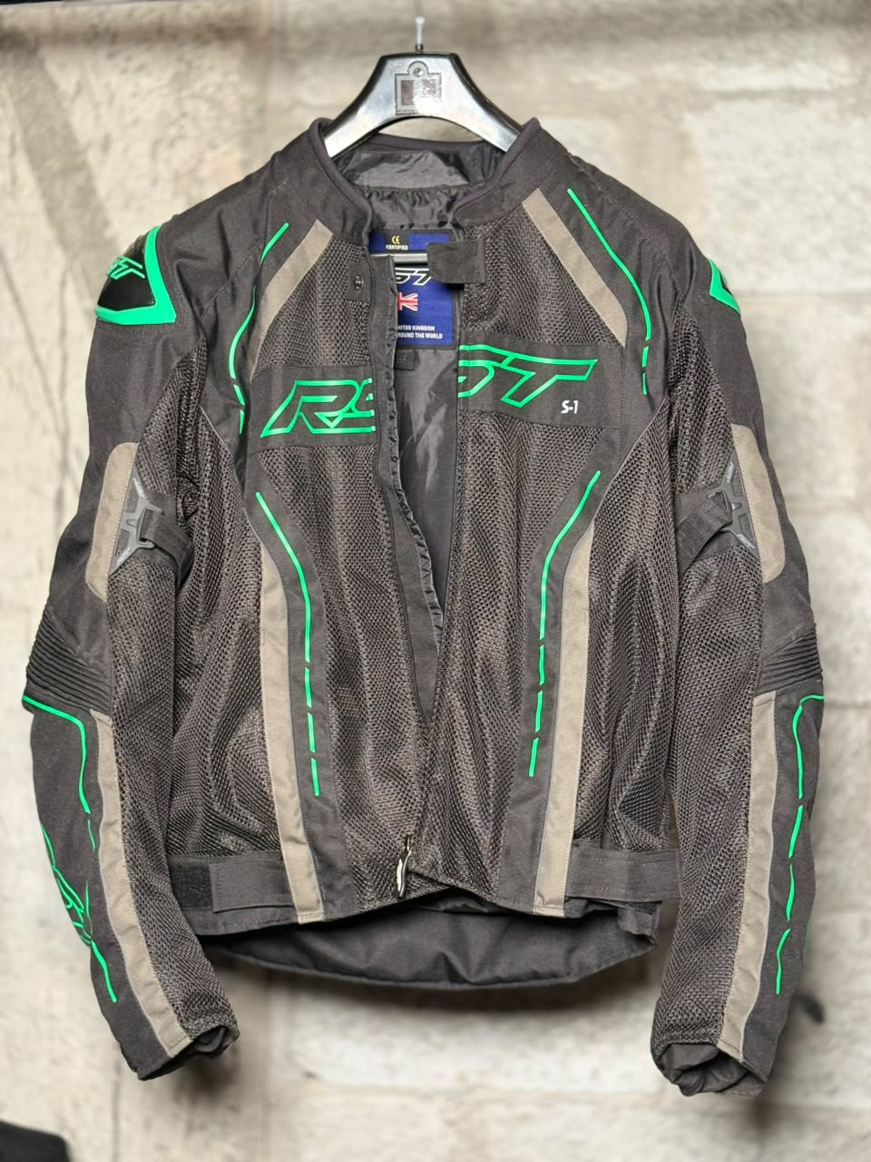 RST S1 Textile Jacket Black/Grey/Neon Green (Size: Large)