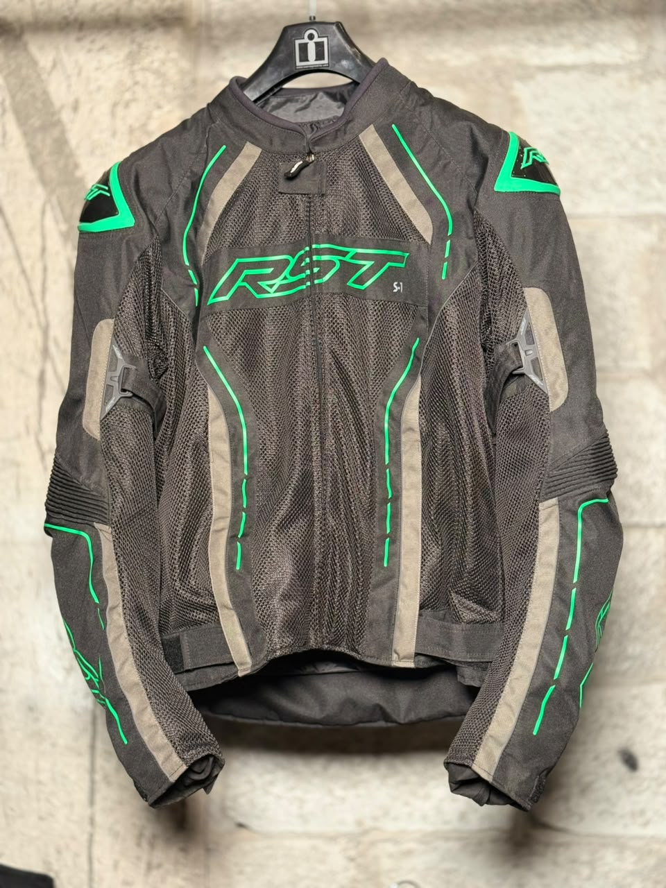 RST S1 Textile Jacket Black/Grey/Neon Green (Size: Large)