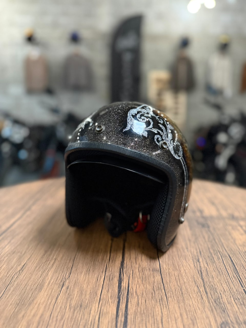 Custom Hand-Painted Open Face Helmet (Size: Medium)